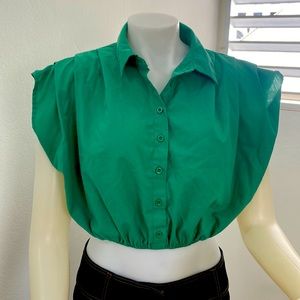 Toxik 3 crop button down blouse